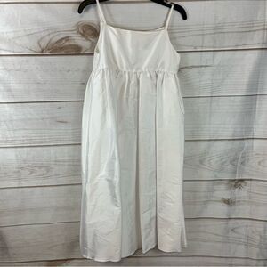 NWOT Girls Us Angel White Lightweight Taffeta Tea Length Dress Silky High Waist